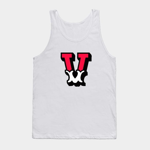 Monogram V - Alphabet Scrapbooking Red/White Circus Style Tank Top by RetroGeek